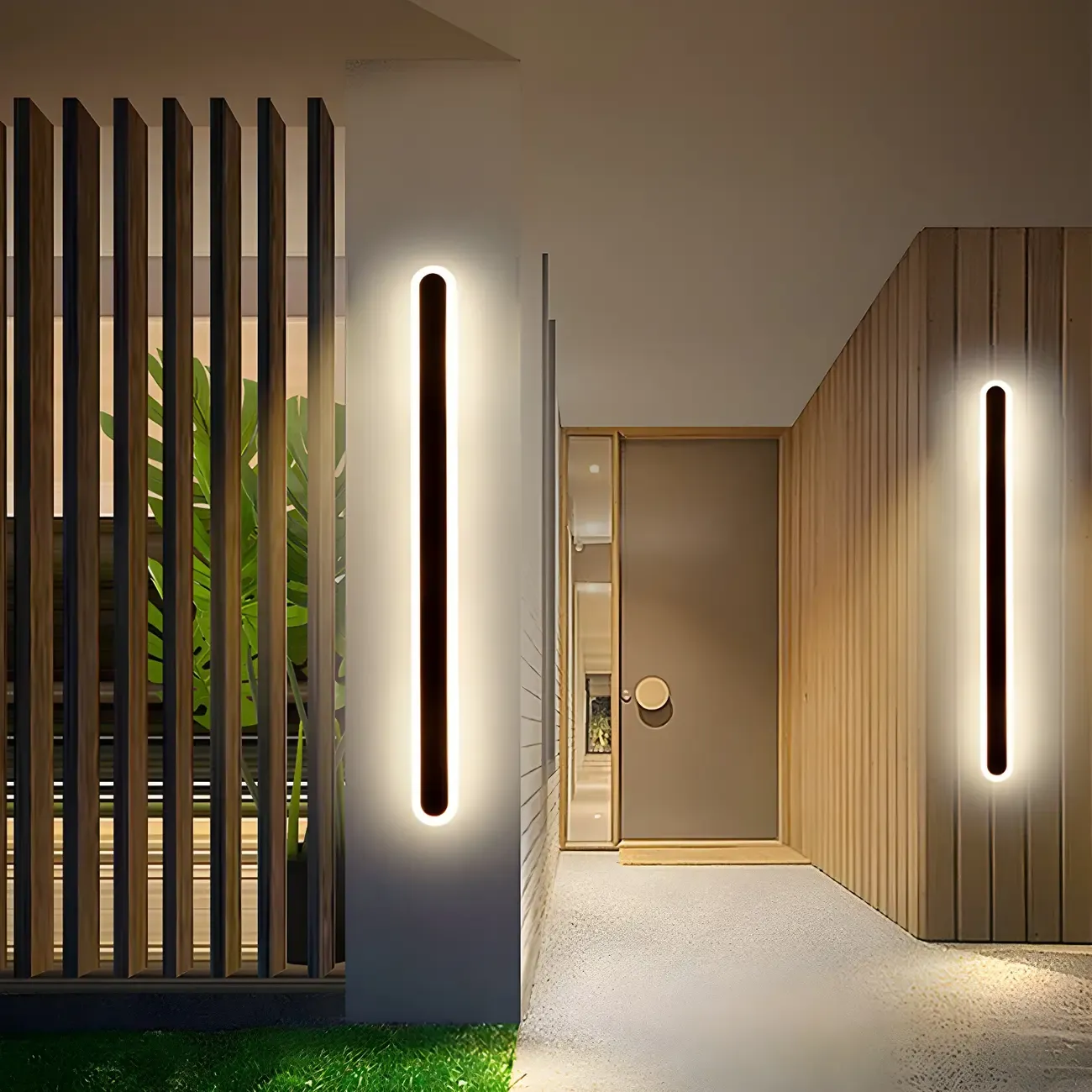 Modern Slim Oval Natural Light LED Outdoor Wall Light