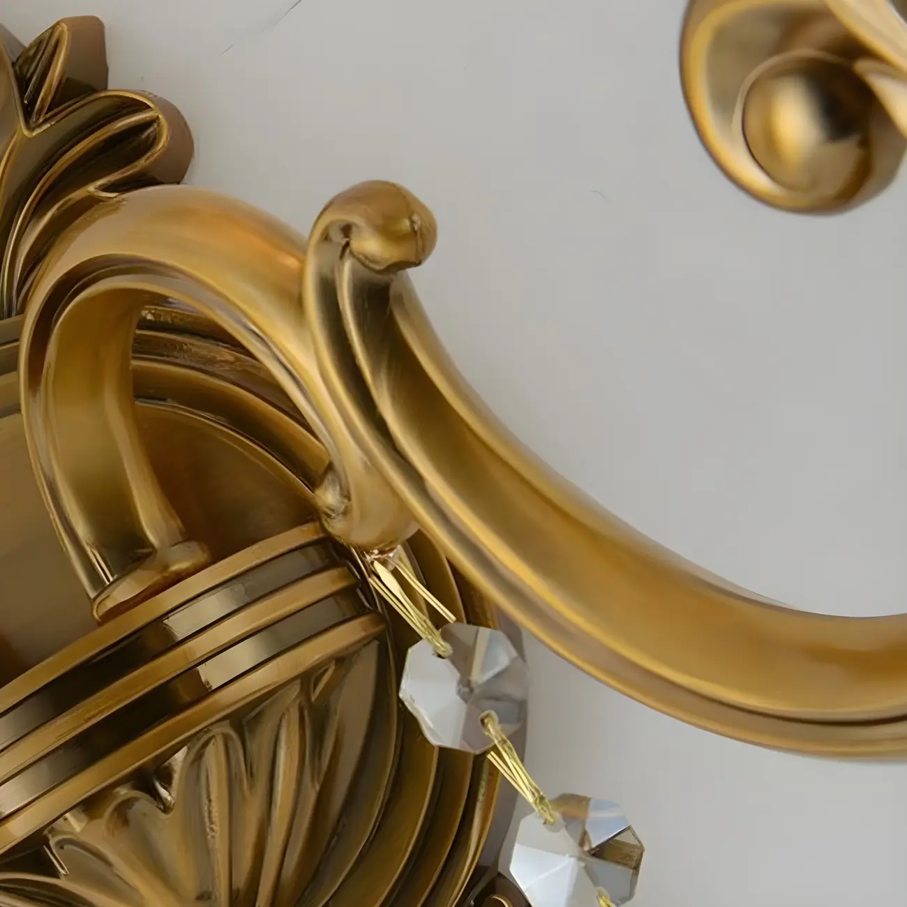 Vintage Brass Dual Arm Sconce with Crystal Accents Image - 6 | homeyfad