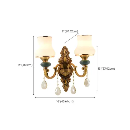 Vintage Brass Dual Arm Sconce with Crystal Accents Image - 11