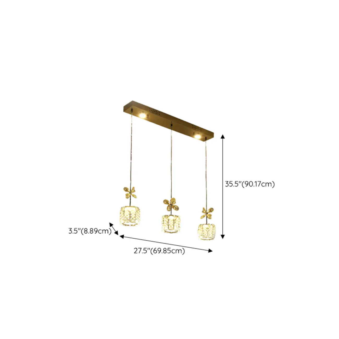 Elegant Modern Crystal Island Hanging Light #size | homeyfad