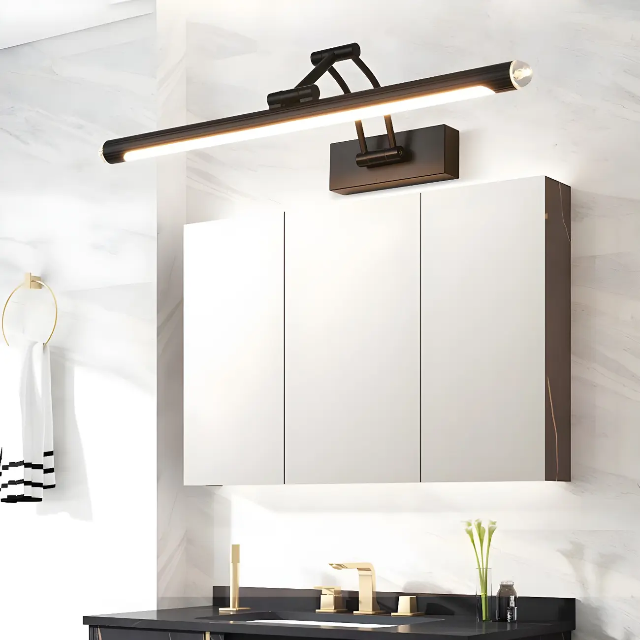 Modern Arc Vanity Light with Acrylic Shade for Bathroom Image - 1 | homeyfad