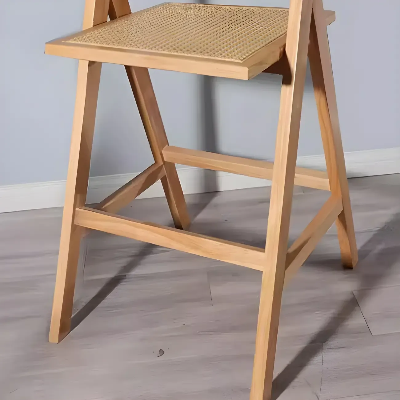 Vintage High Quality Wooden Stylish Comfort Rattan Bar Stool Image - 6