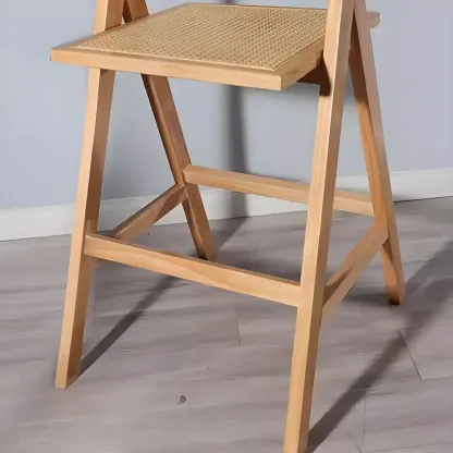 Vintage High Quality Wooden Stylish Comfort Rattan Bar Stool Image - 6