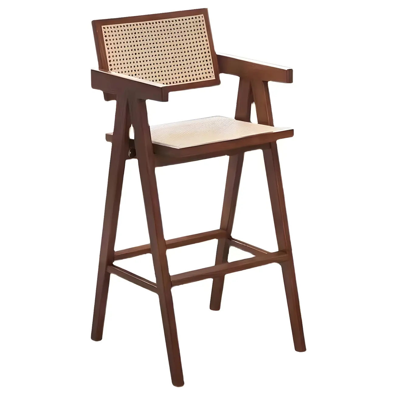 Vintage High Quality Wooden Stylish Comfort Rattan Bar Stool Image - 10 | homeyfad
