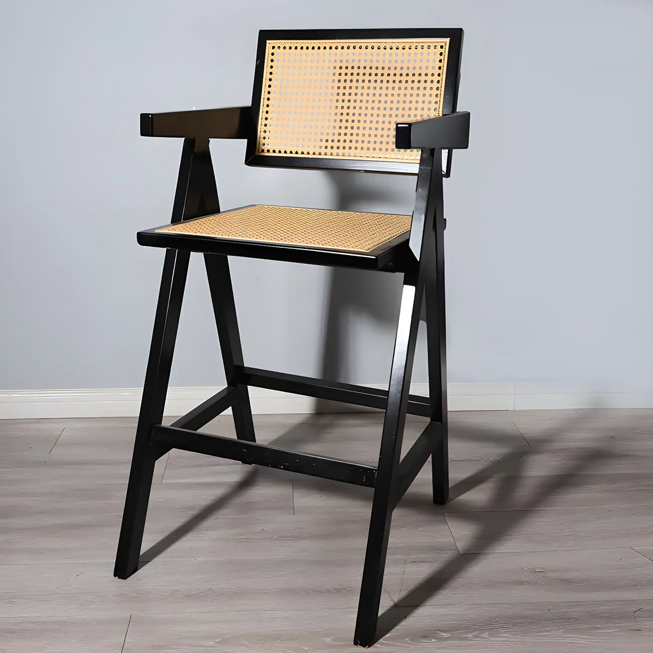 Vintage High Quality Wooden Stylish Comfort Rattan Bar Stool Image - 7 | homeyfad