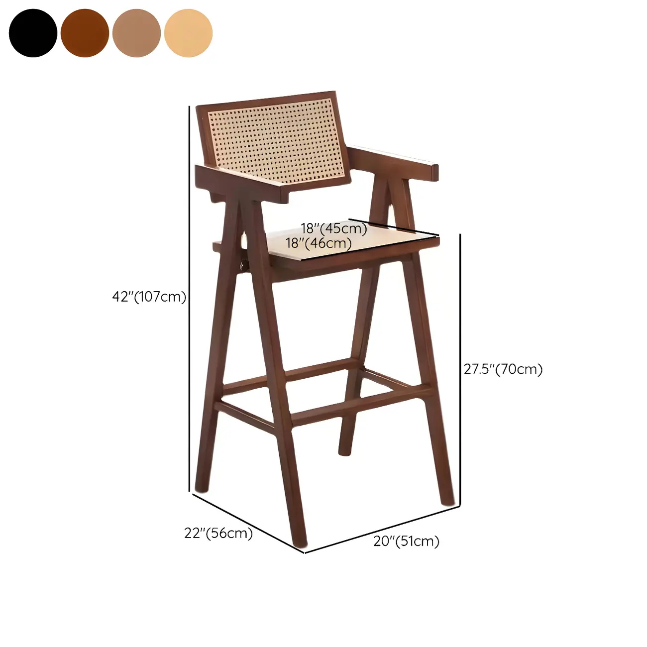 Vintage High Quality Wooden Stylish Comfort Rattan Bar Stool Image - 12 | homeyfad