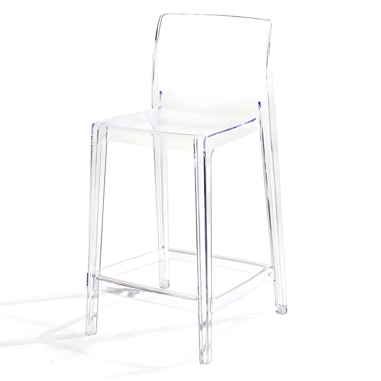 Transparent Amber Acrylic Sleek Square High Bar Stool Image - 10 | homeyfad