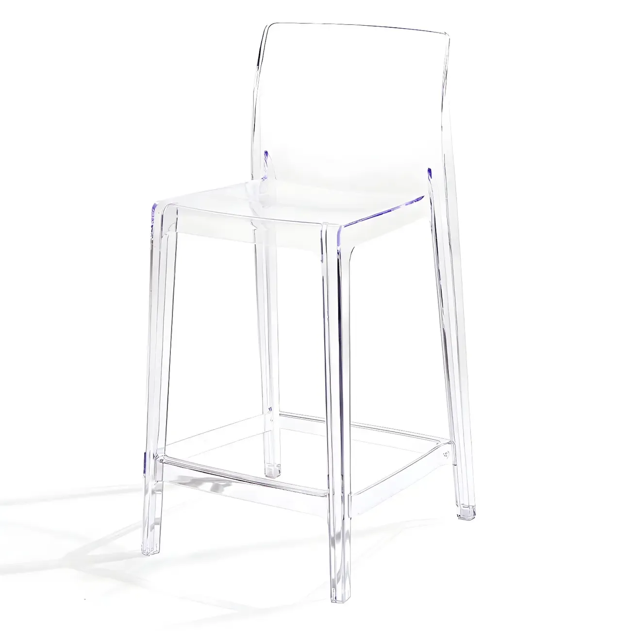 Transparent Amber Acrylic Sleek Square High Bar Stool Image - 10