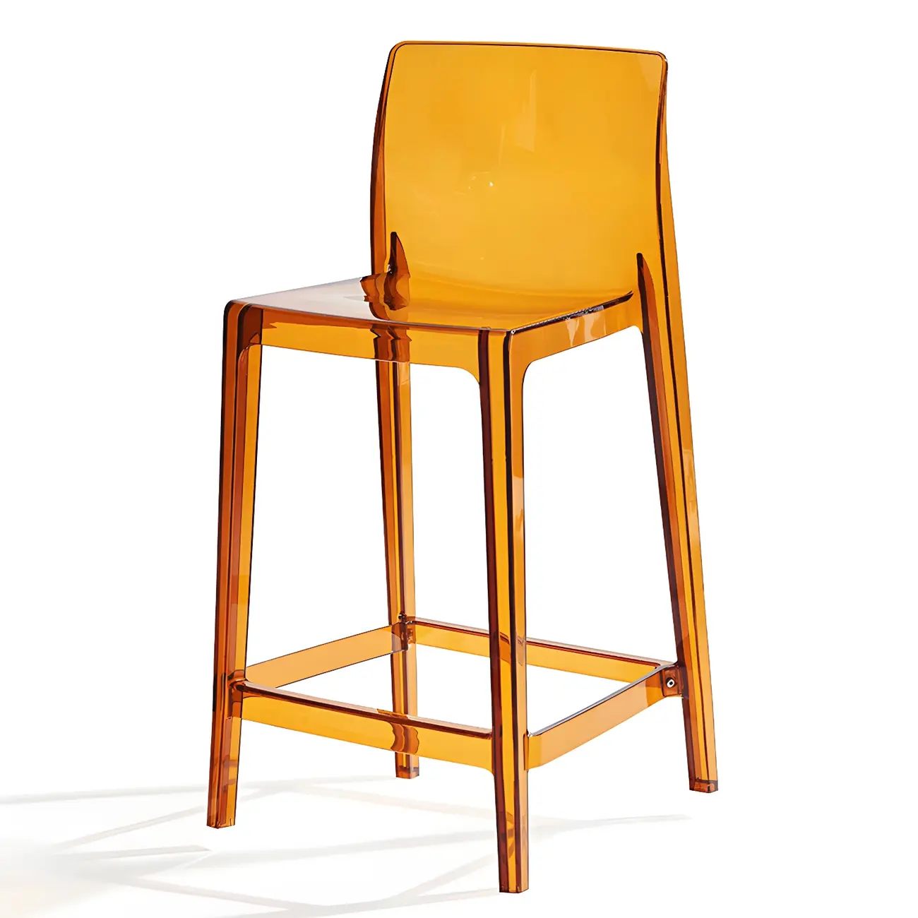 Transparent Amber Acrylic Sleek Square High Bar Stool Image - 11 | homeyfad