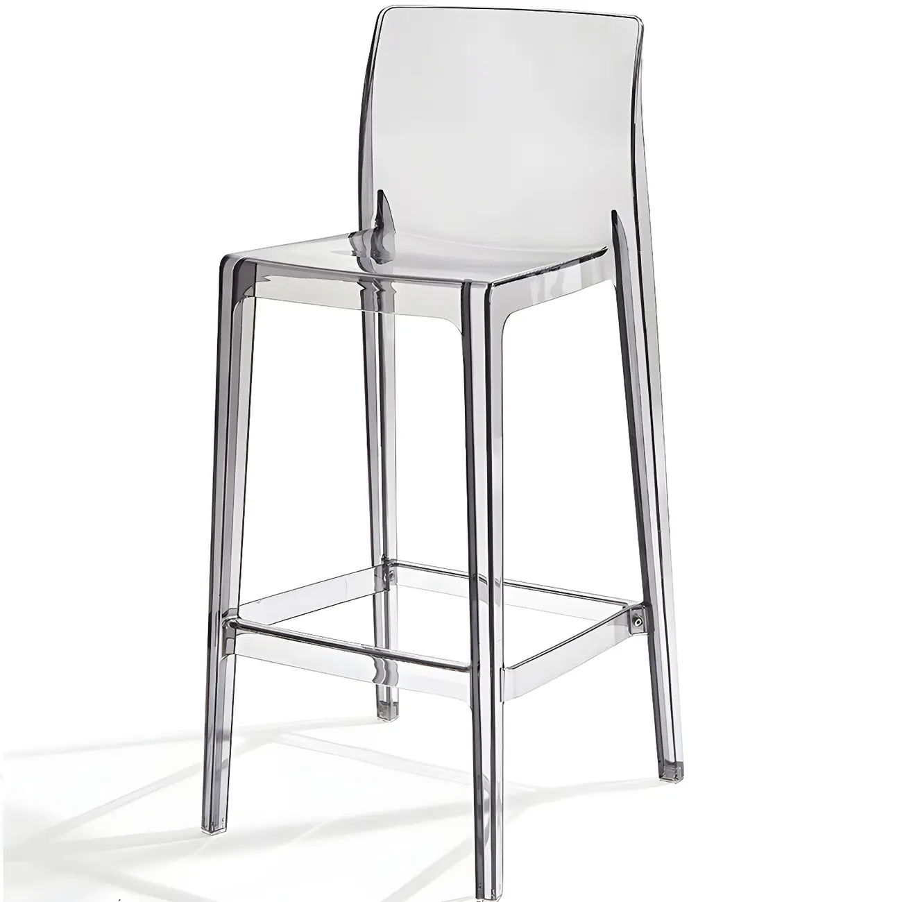 Transparent Amber Acrylic Sleek Square High Bar Stool Image - 12 | homeyfad