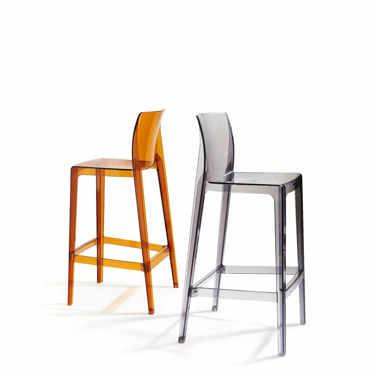 Transparent Amber Acrylic Sleek Square High Bar Stool Image - 7 | homeyfad