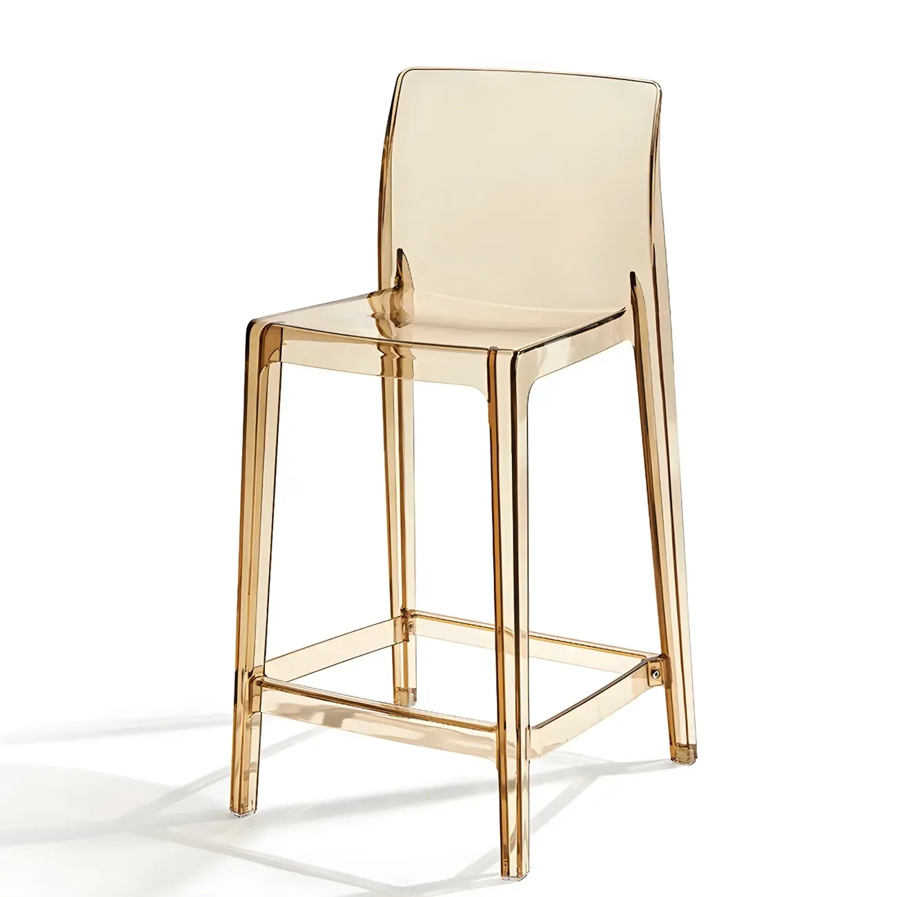 Transparent Amber Acrylic Sleek Square High Bar Stool Image - 13