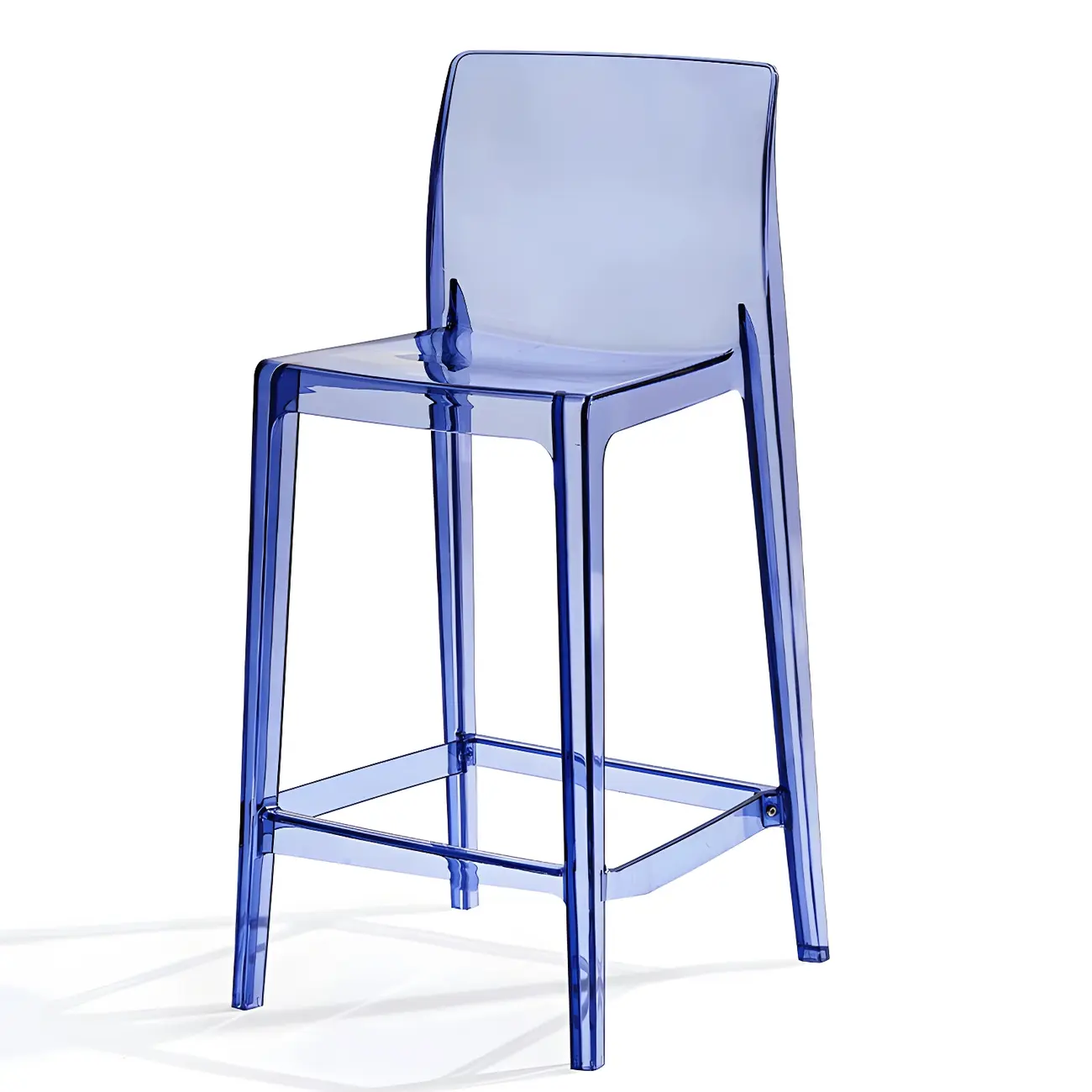 Transparent Amber Acrylic Sleek Square High Bar Stool Image - 14 | homeyfad