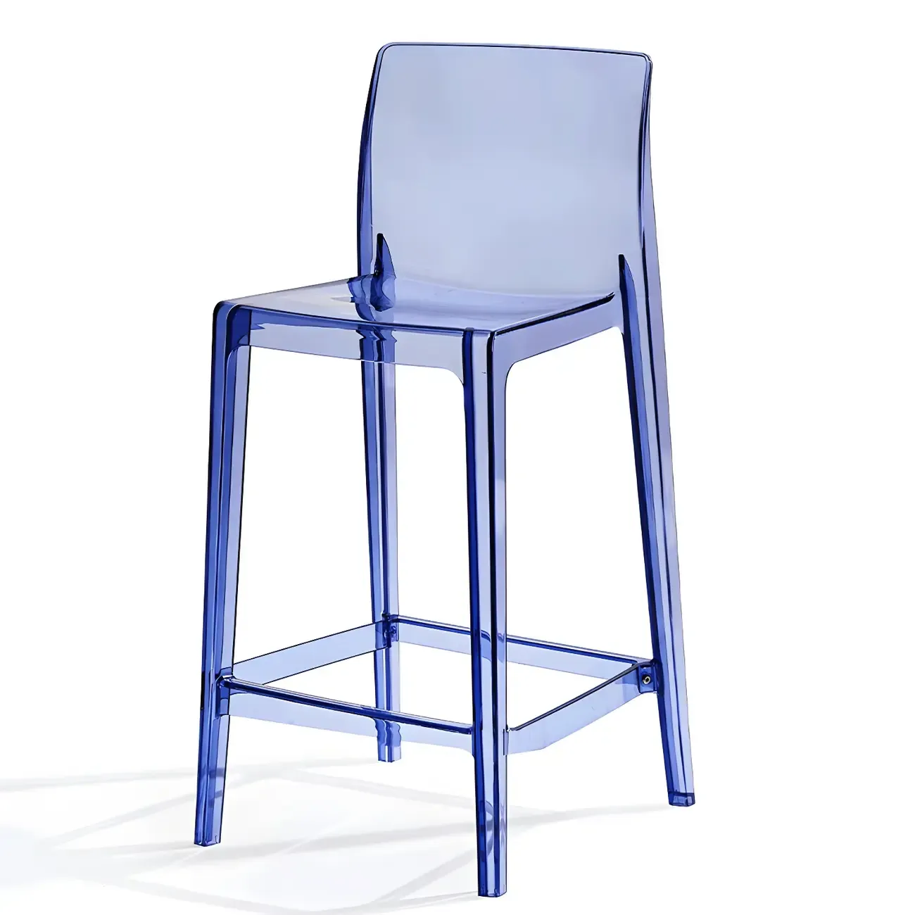 Transparent Amber Acrylic Sleek Square High Bar Stool Image - 14