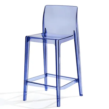 Transparent Amber Acrylic Sleek Square High Bar Stool Image - 14