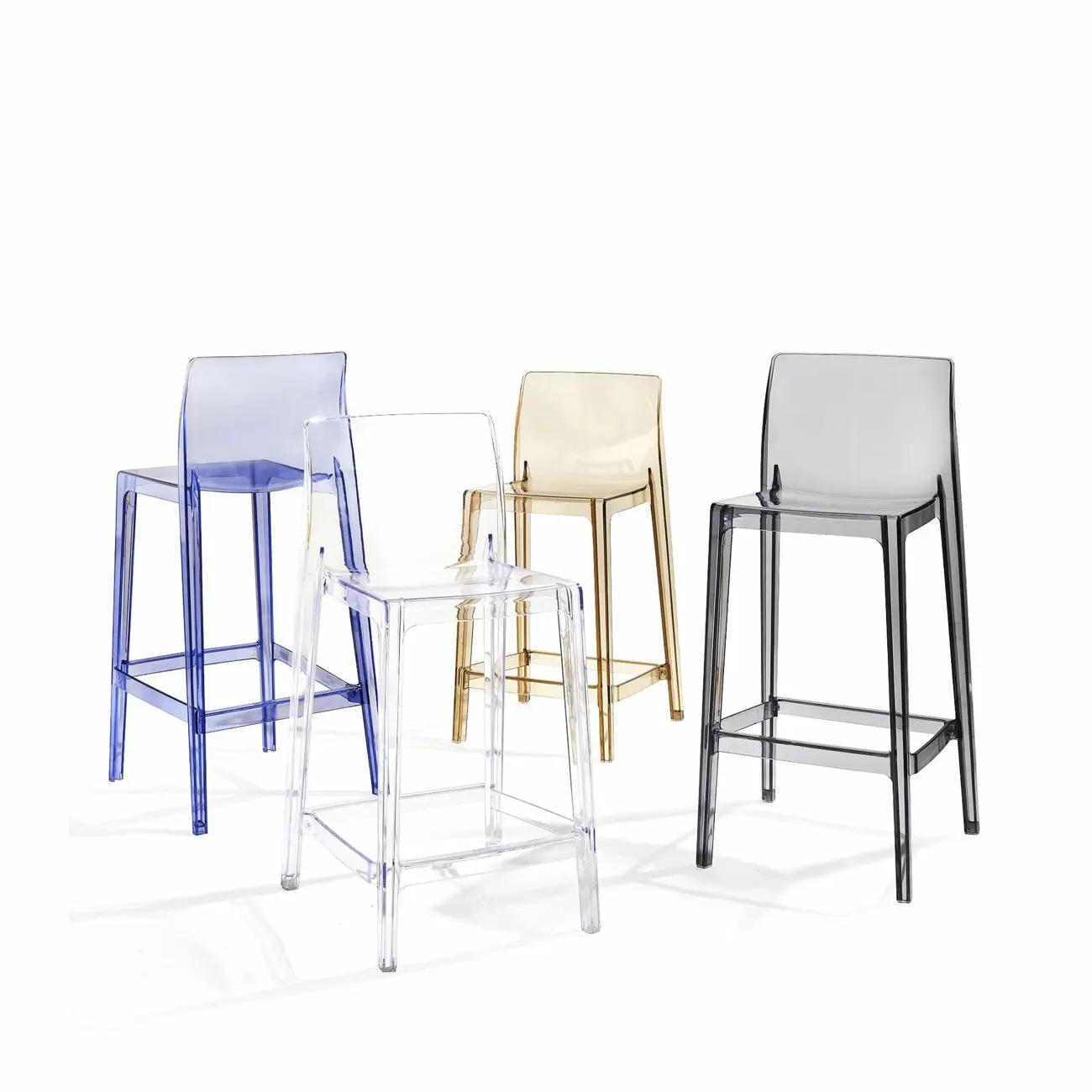 Transparent Amber Acrylic Sleek Square High Bar Stool Image - 6 | homeyfad