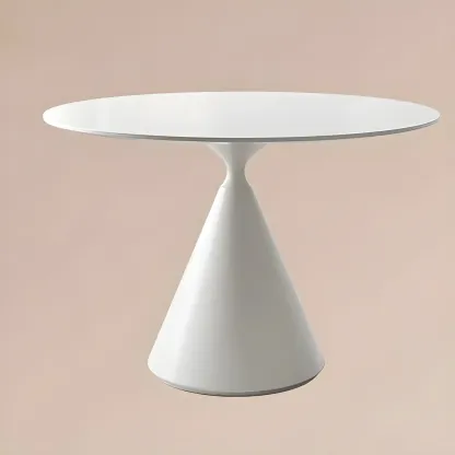 Round Stone Top Dining Table with Metal Base for Small Space Image - 3