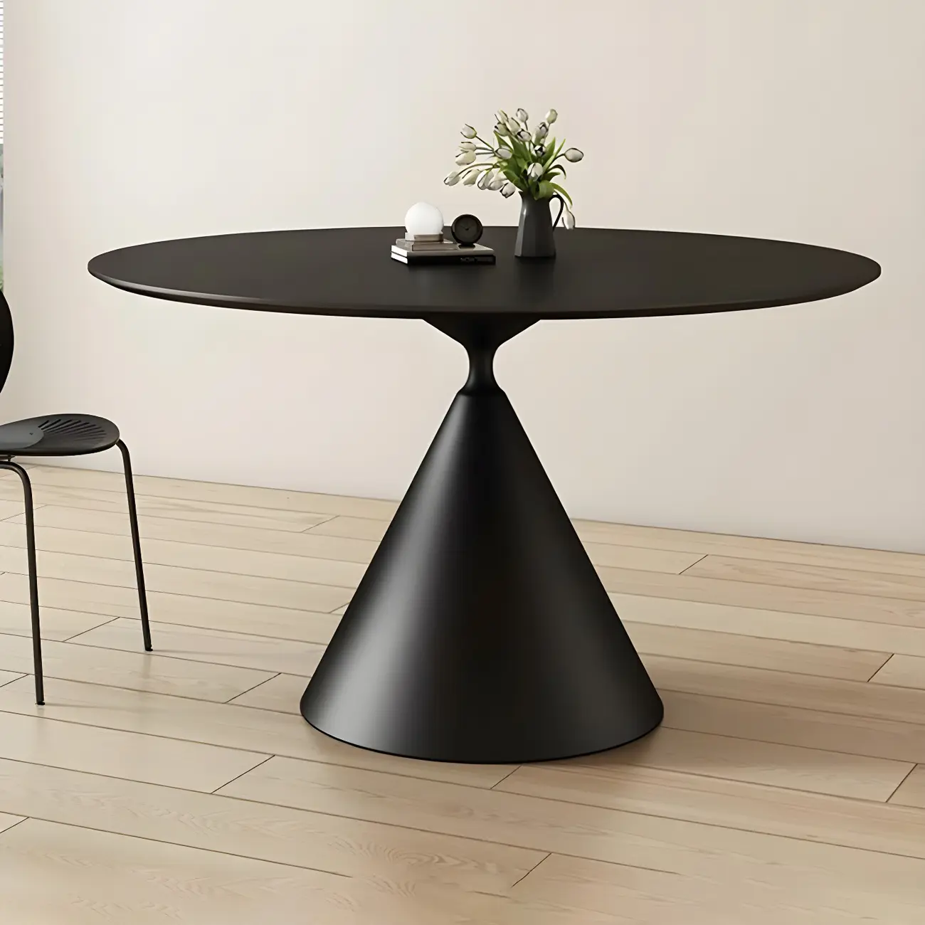 Round Stone Top Dining Table with Metal Base for Small Space Image - 9 | homeyfad