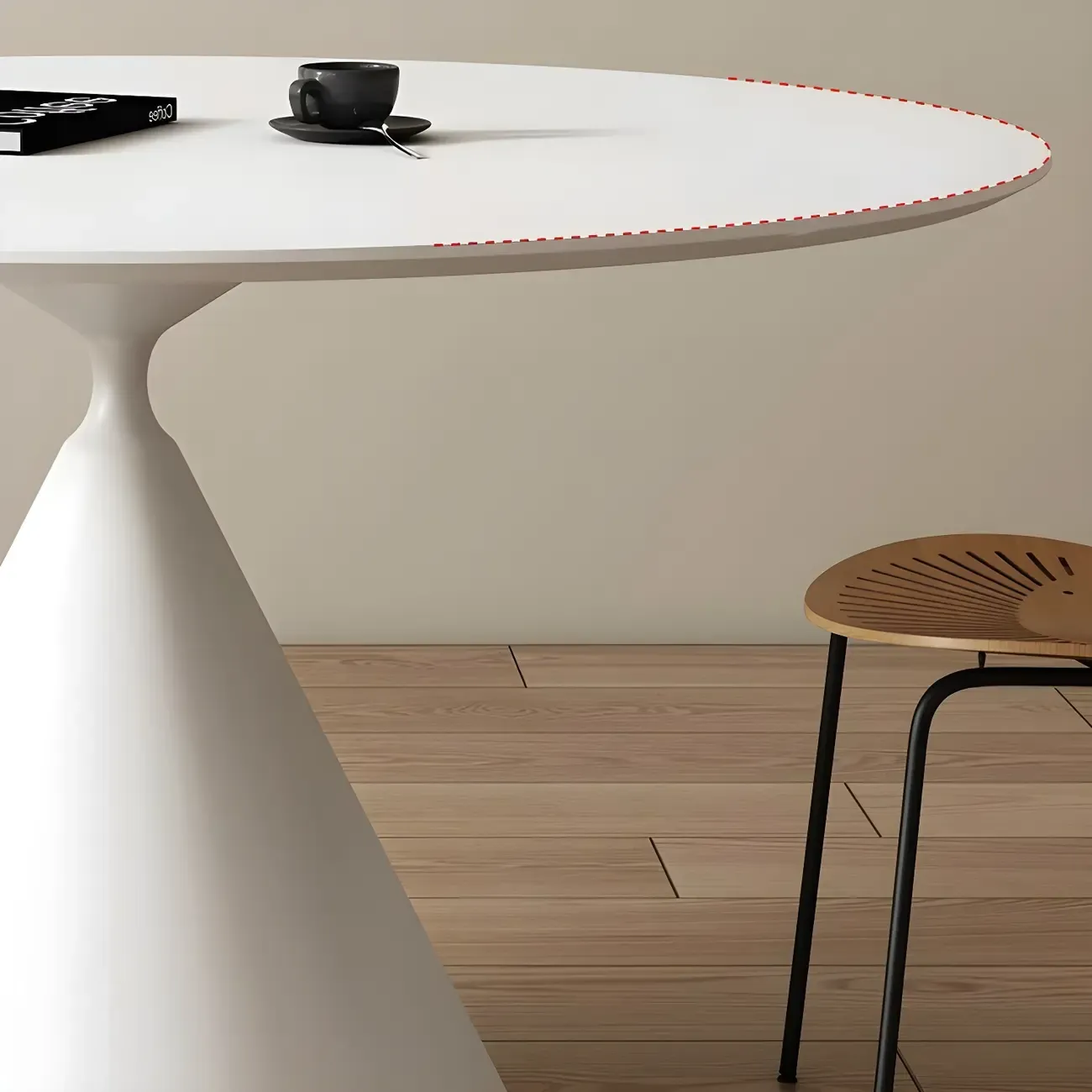 Round Stone Top Dining Table with Metal Base for Small Space Image - 10