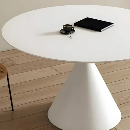 Round Stone Top Dining Table with Metal Base for Small Space Image - 11