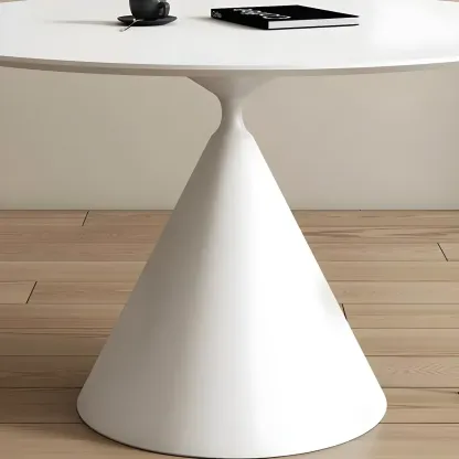 Round Stone Top Dining Table with Metal Base for Small Space Image - 12