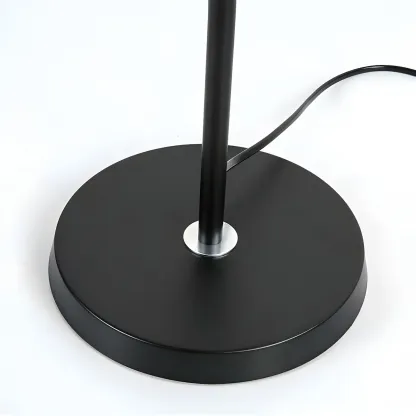 55" Modern Fabric Barrel Black Metal Floor Lamp Image - 11