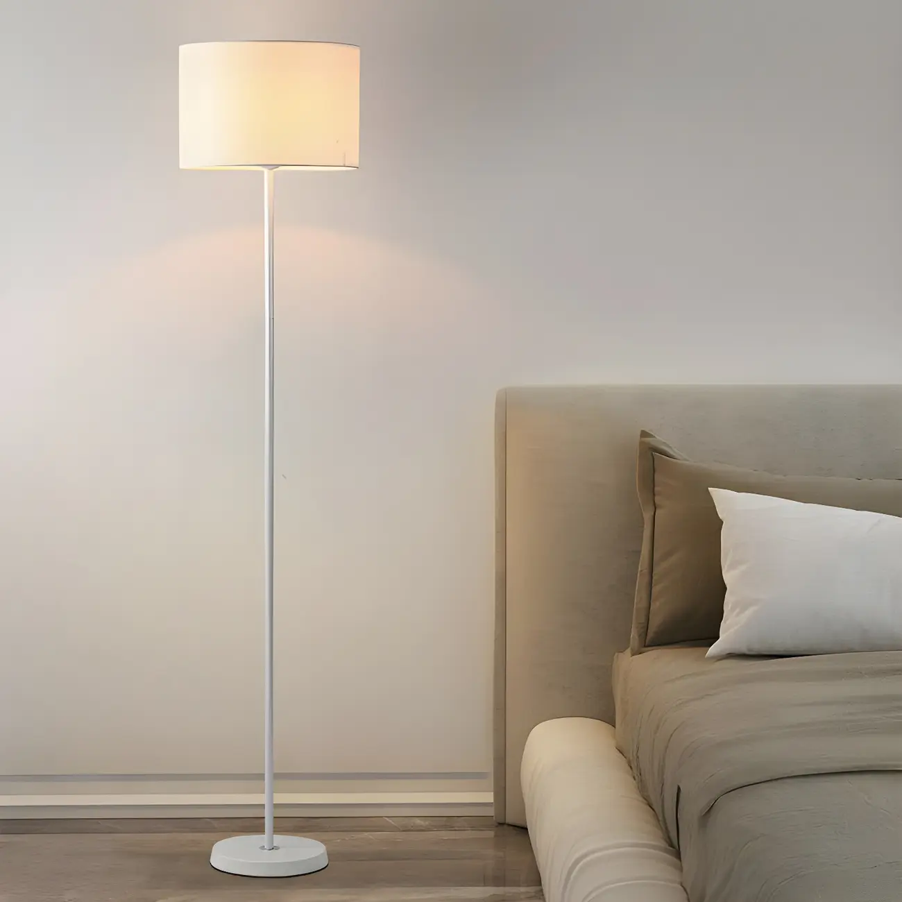 55" Modern Fabric Barrel Black Metal Floor Lamp Image - 16 | homeyfad