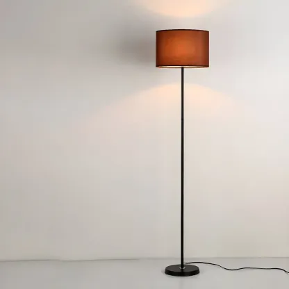 55" Modern Fabric Barrel Black Metal Floor Lamp Image - 19