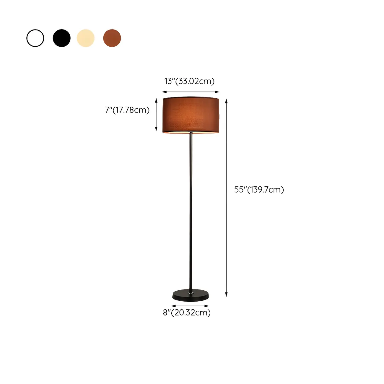 55" Modern Fabric Barrel Black Metal Floor Lamp #size | homeyfad