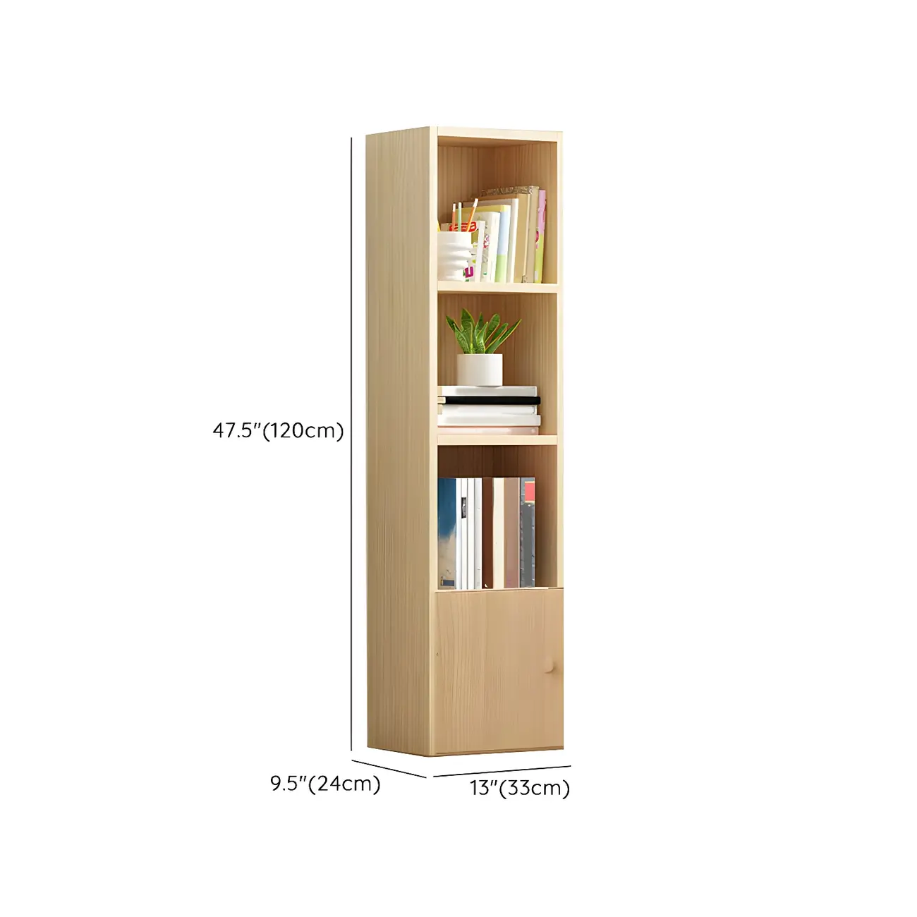 Contemporary Wood 5-Tier Natural Vertical Bookcase Image - 25 | homeyfad