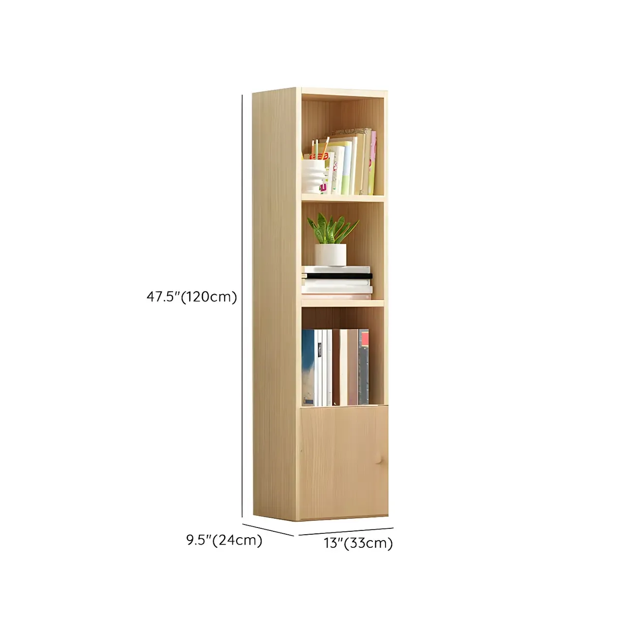 Contemporary Wood 5-Tier Natural Vertical Bookcase Image - 25