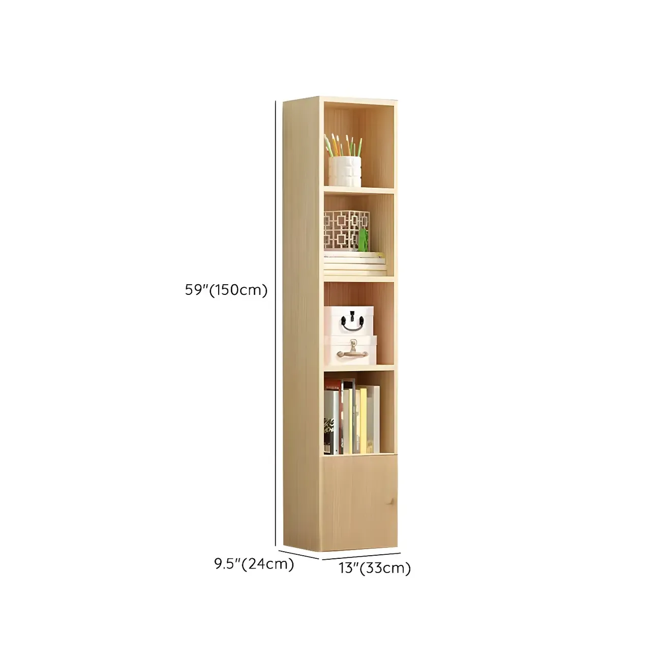 Contemporary Wood 5-Tier Natural Vertical Bookcase Image - 29