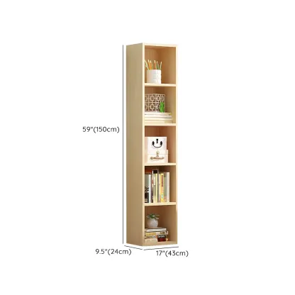 Contemporary Wood 5-Tier Natural Vertical Bookcase Image - 30