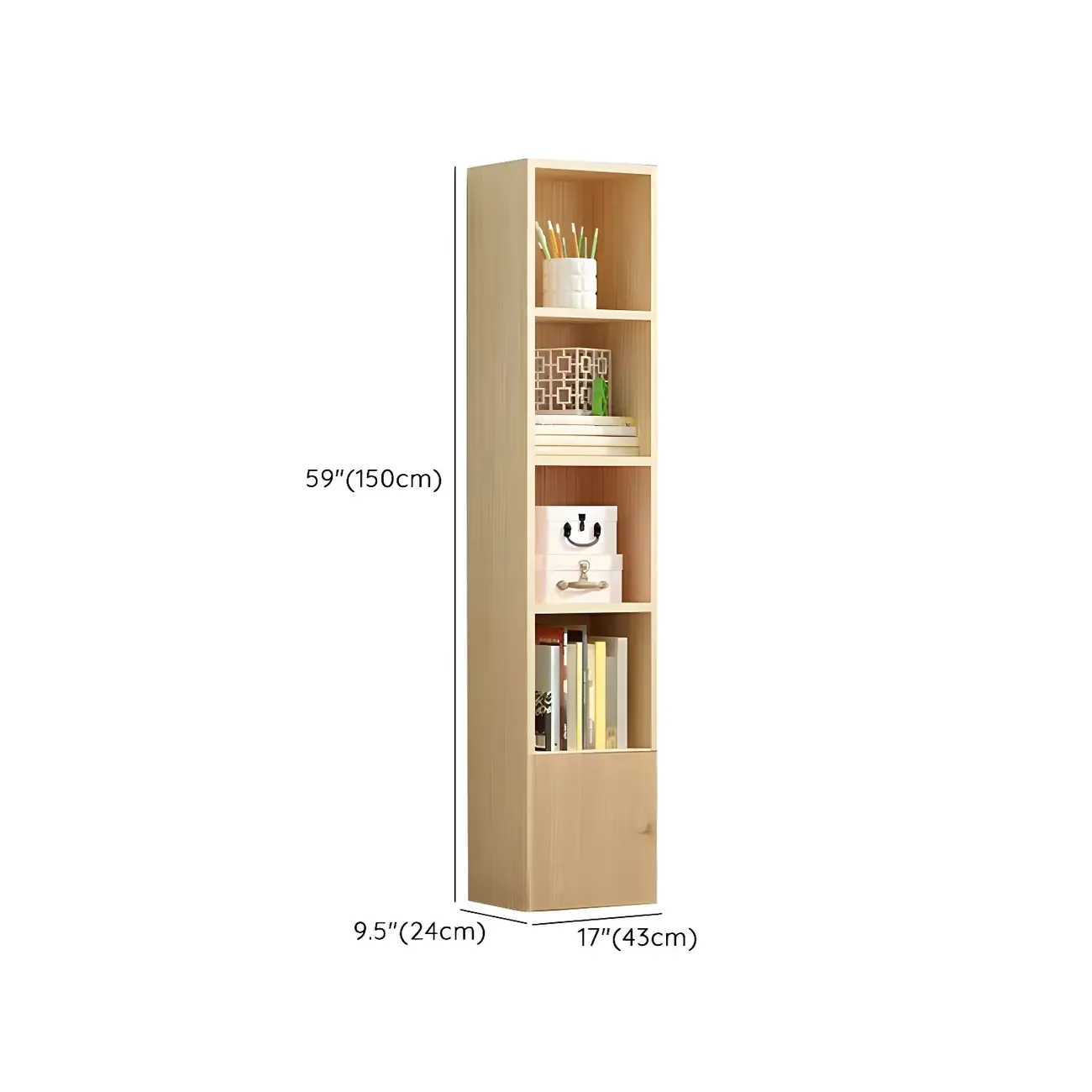 Contemporary Wood 5-Tier Natural Vertical Bookcase Image - 31