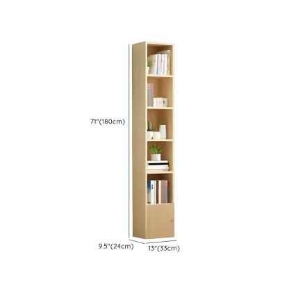 Contemporary Wood 5-Tier Natural Vertical Bookcase Image - 33