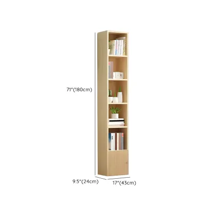 Contemporary Wood 5-Tier Natural Vertical Bookcase Image - 35