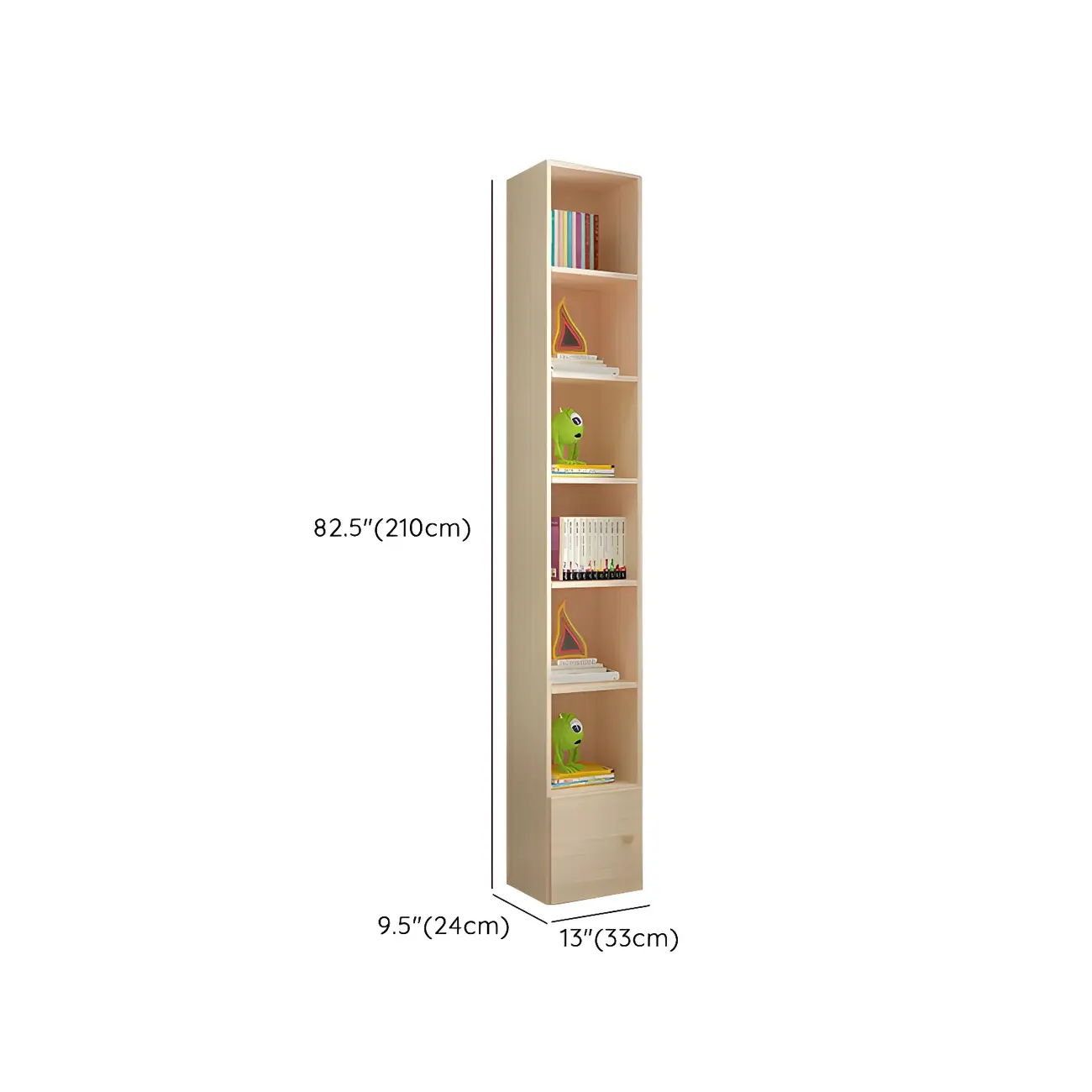 Contemporary Wood 5-Tier Natural Vertical Bookcase Image - 37 | homeyfad