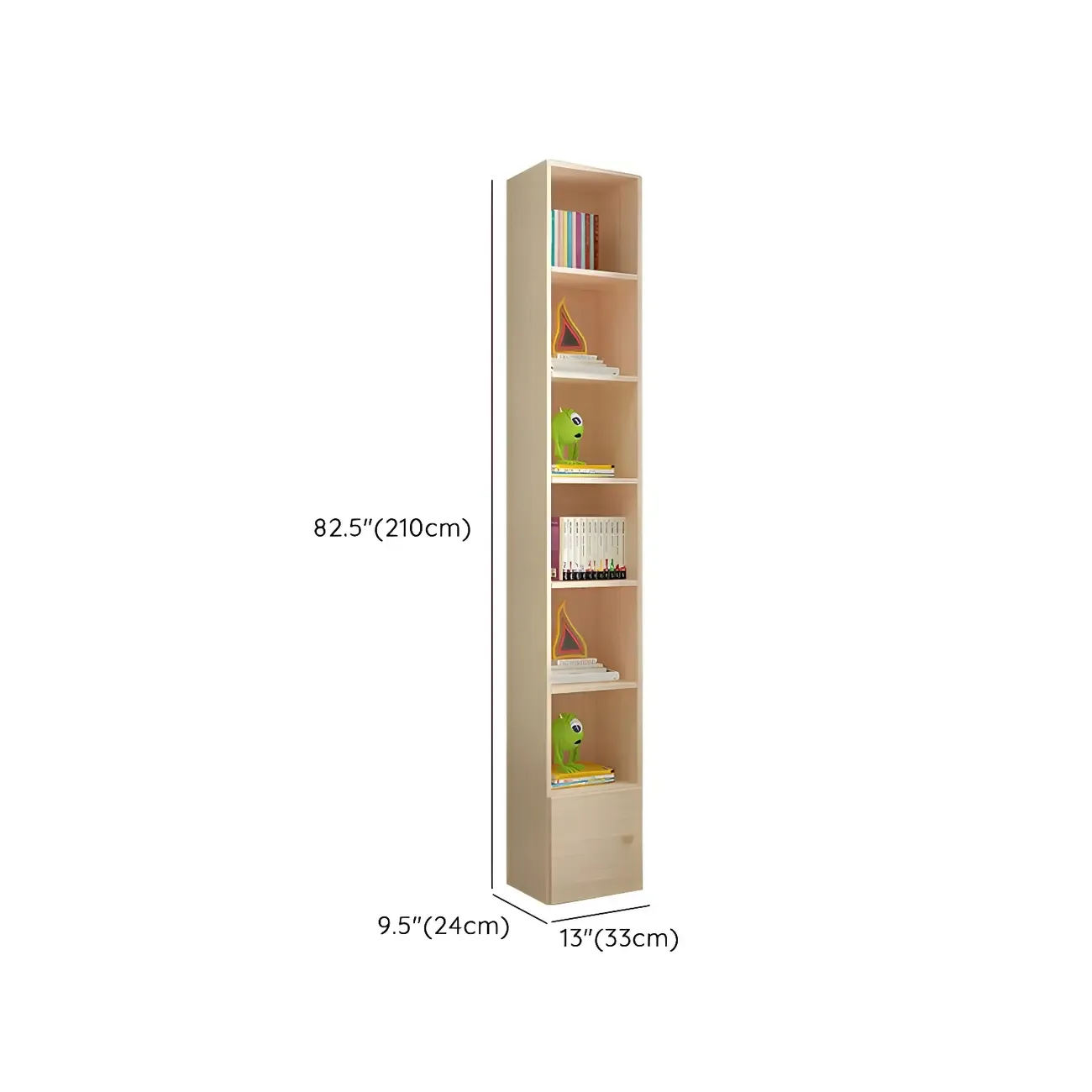 Contemporary Wood 5-Tier Natural Vertical Bookcase Image - 37