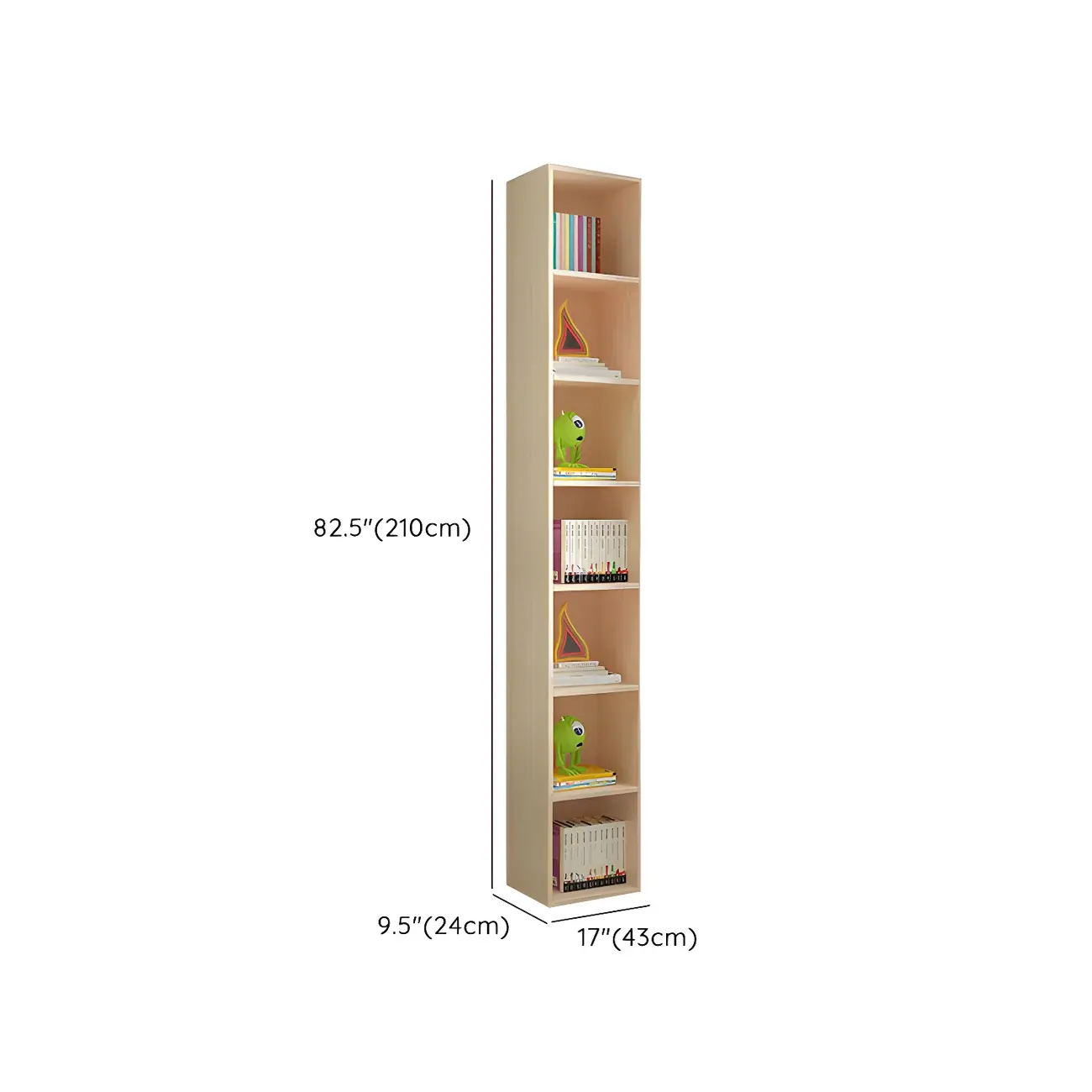 Contemporary Wood 5-Tier Natural Vertical Bookcase Image - 38 | homeyfad