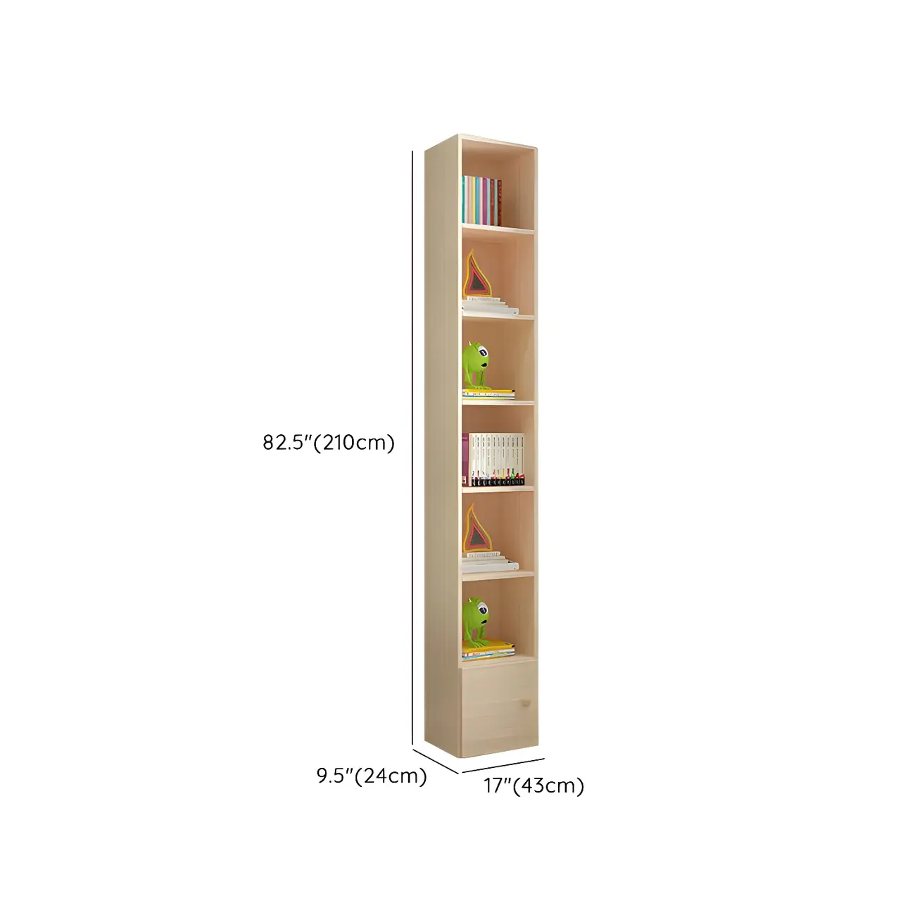 Contemporary Wood 5-Tier Natural Vertical Bookcase Image - 39 | homeyfad