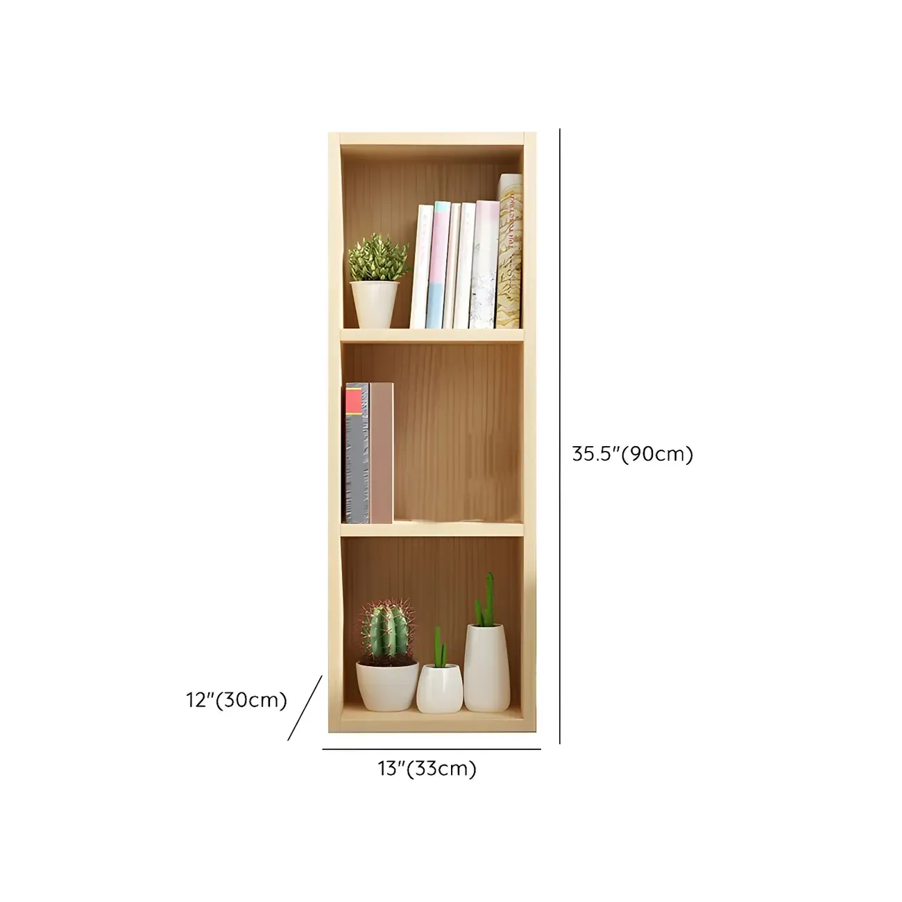 Contemporary Wood 5-Tier Natural Vertical Bookcase Image - 40