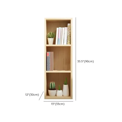 Contemporary Wood 5-Tier Natural Vertical Bookcase Image - 40