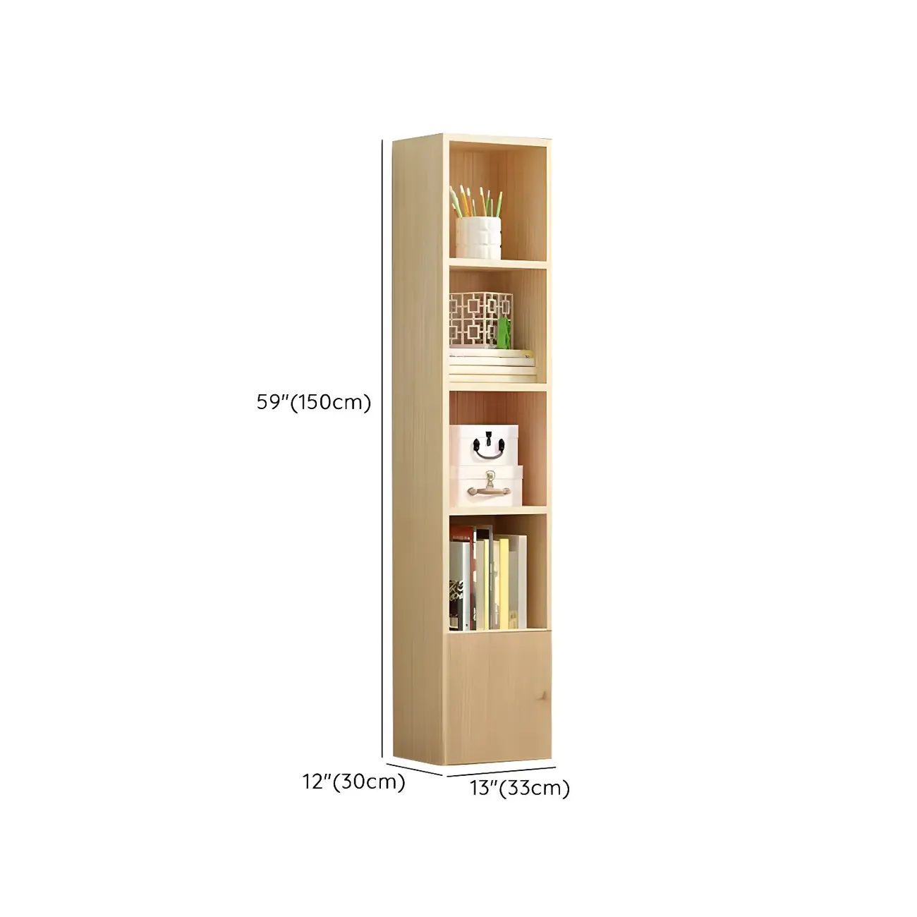 Contemporary Wood 5-Tier Natural Vertical Bookcase Image - 49
