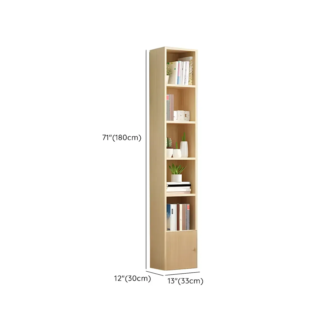 Contemporary Wood 5-Tier Natural Vertical Bookcase Image - 53