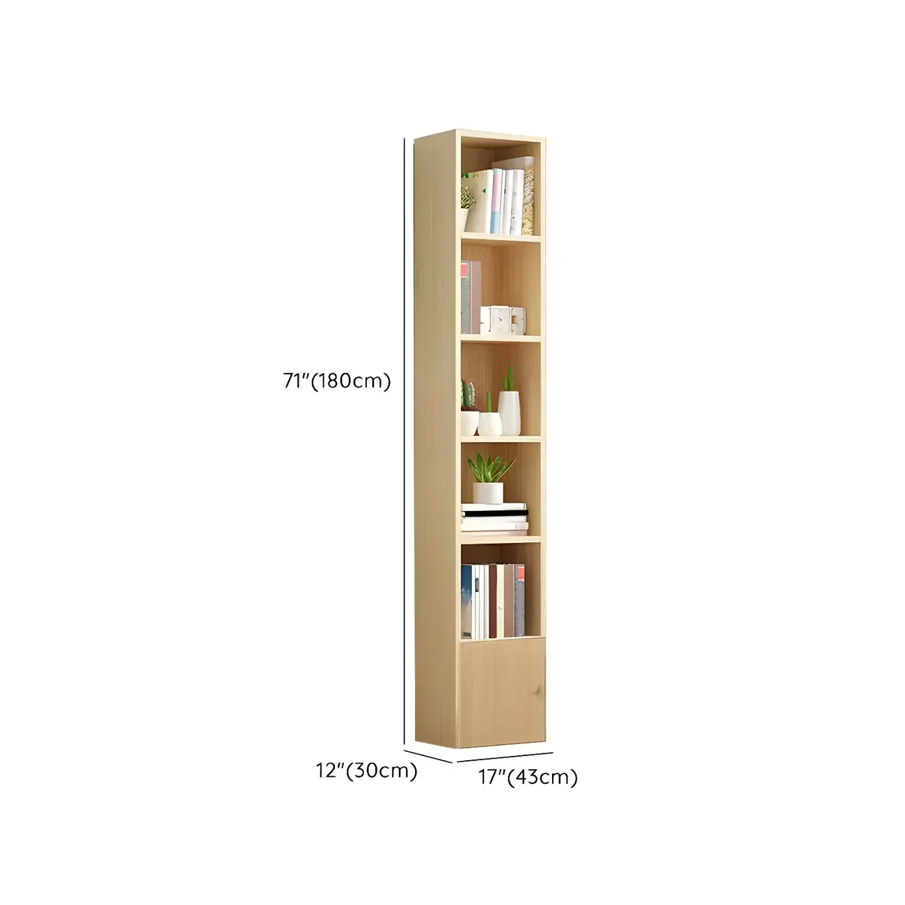 Contemporary Wood 5-Tier Natural Vertical Bookcase Image - 55
