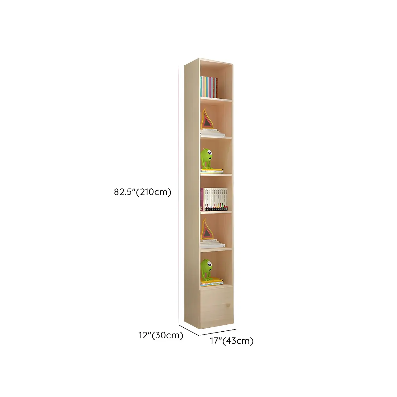 Contemporary Wood 5-Tier Natural Vertical Bookcase Image - 59 | homeyfad