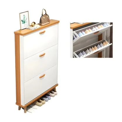 Entryway Vertical Solid Wood Shoe Storage Cabinet  Image - 3