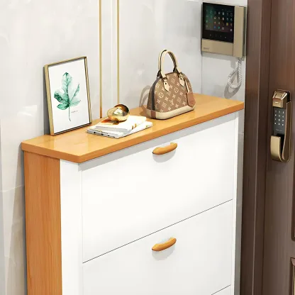 Entryway Vertical Solid Wood Shoe Storage Cabinet  Image - 10