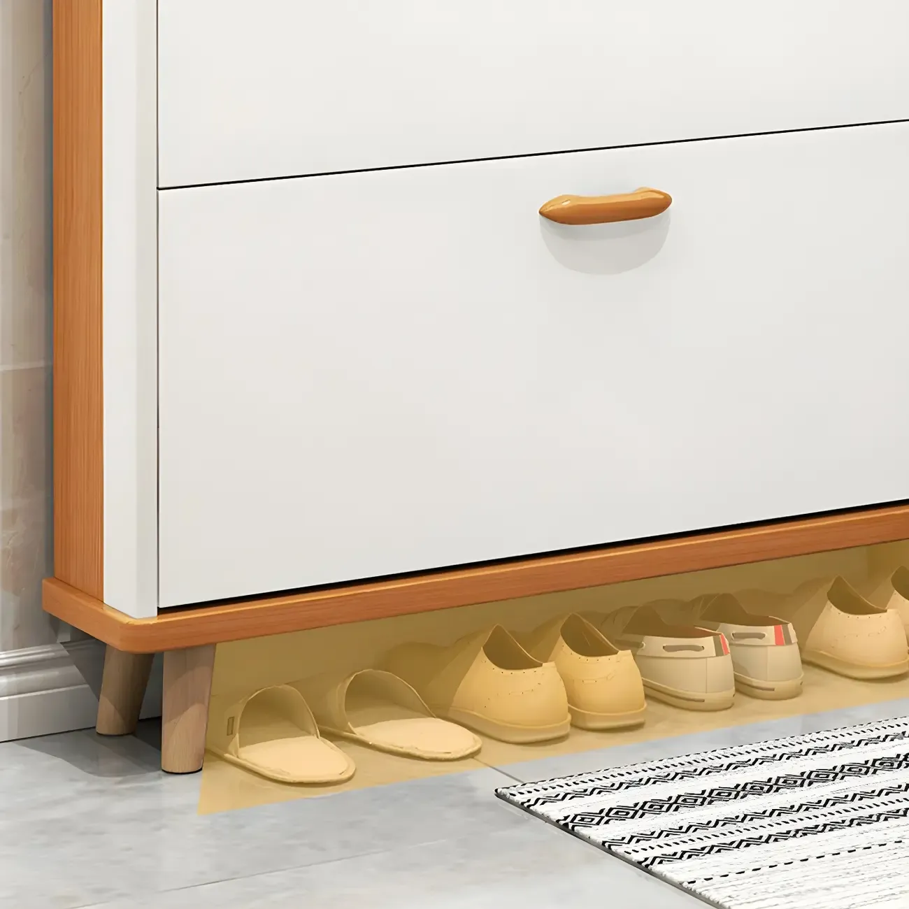 Entryway Vertical Solid Wood Shoe Storage Cabinet  Image - 12