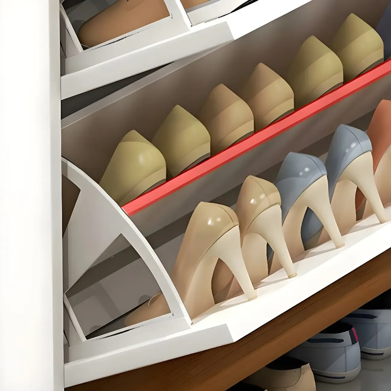 Entryway Vertical Solid Wood Shoe Storage Cabinet  Image - 13